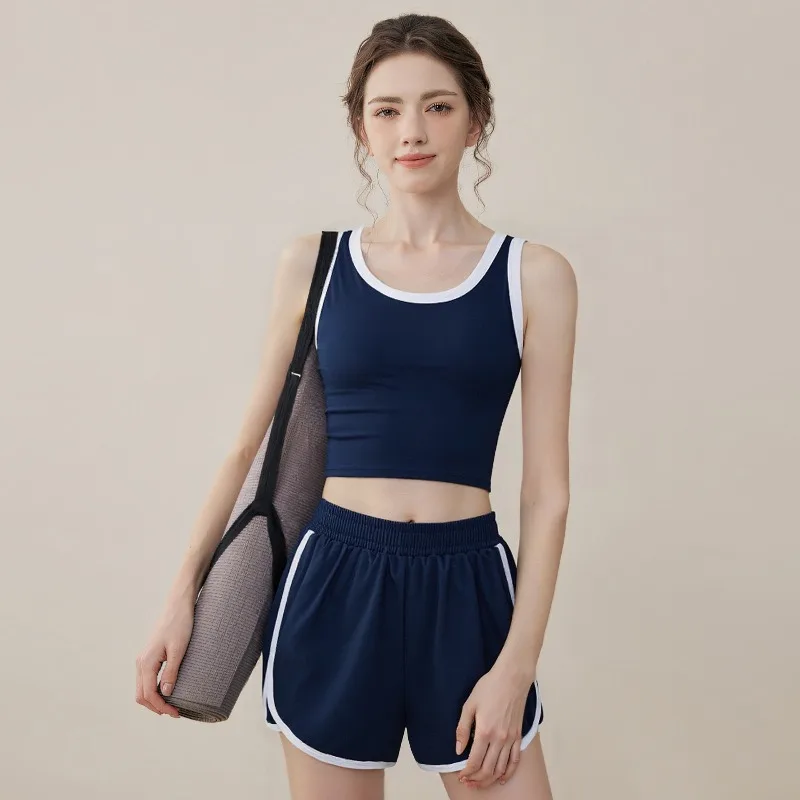 Gilet fitness da donna Estate Ciclismo Corsa Yoga Reggiseno sportivo Top con supporto integrato Completo da allenamento Set Abbigliamento da yoga per donna