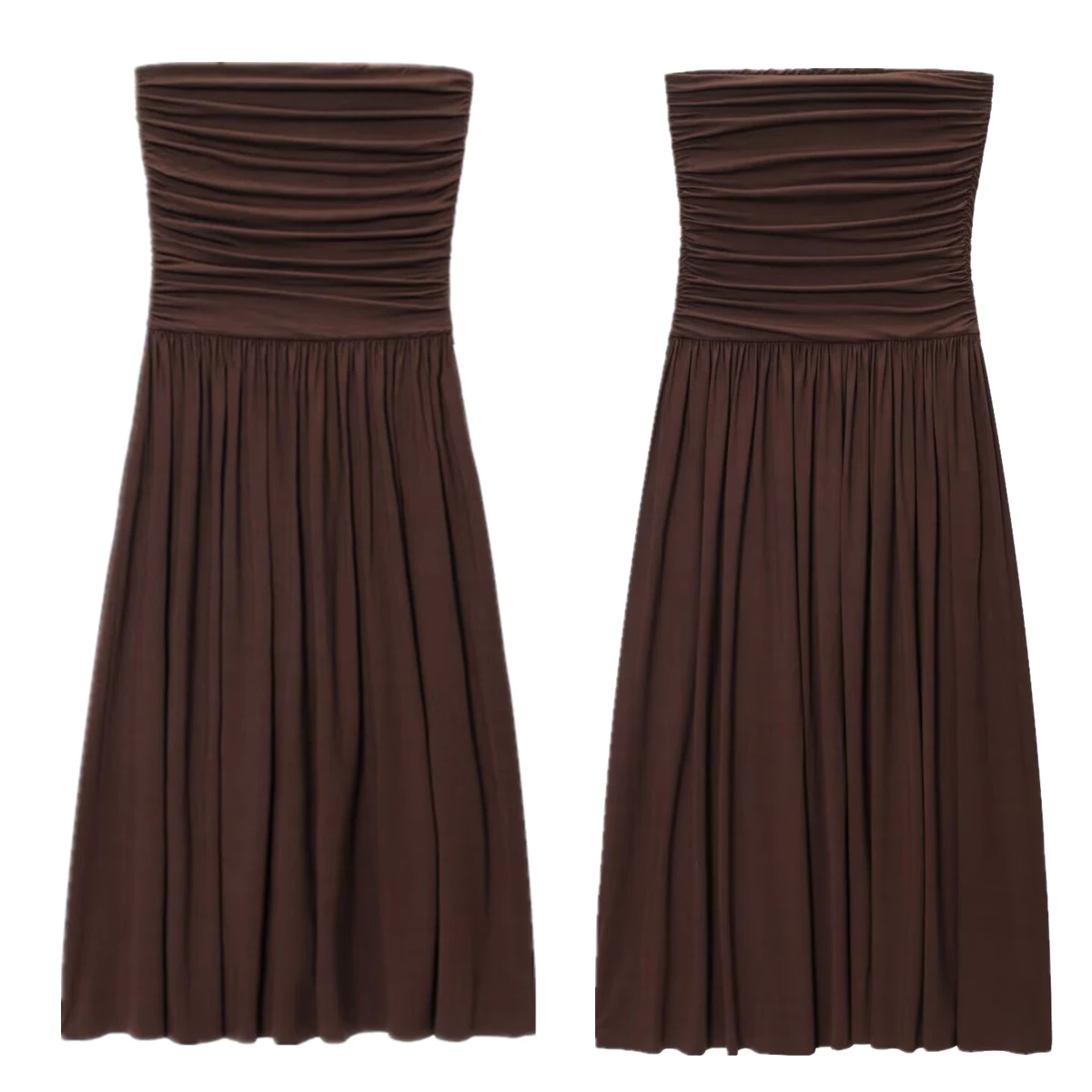 

Jenny&Dave Minimalist Fashion Ladies Brown Tube Top Summer Dress Women Milk Silk Evening Dresses Party Dresses Vestidos