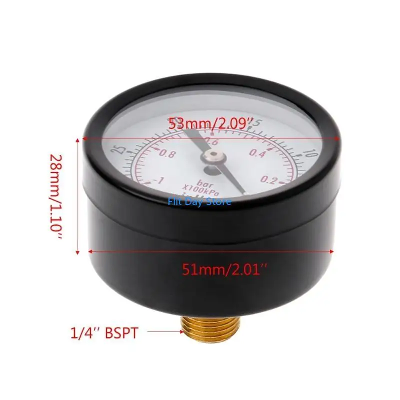 F92C Vacuum Manometer 50mm Size Pressure Gauge 1/4