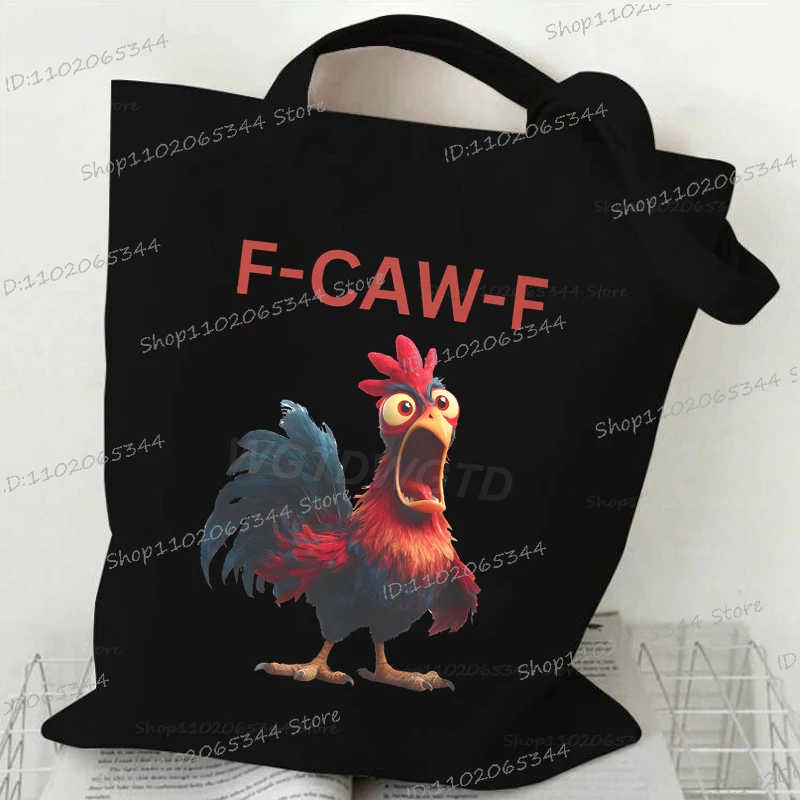 F-CAW-F poulet toile sac fourre-tout Harajuku Animal femmes hommes grande capacité sac à provisions F-CAW-F poulet sac à bandoulière 2025 nouveau