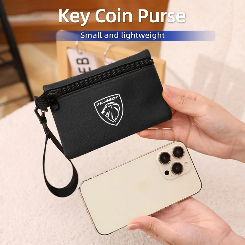 قماش محفظة نسائية للعملات المعدنية سستة المال جيب الصلبة باليد حقيبة مفاتيح بطاقة المحفظة لبيجو 508 407 2008 5008 307 308 3008 206207 #4