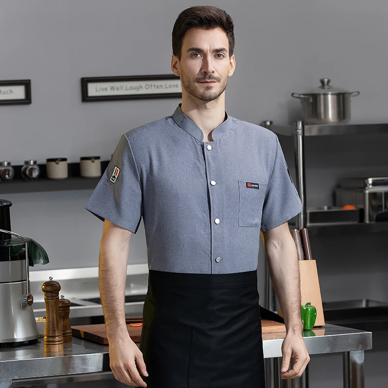 Kitchen Workwear Light Cooking Uniform Soft Chef Jacket Restaurant Waiter Overalls Food Service Coffee Shop Work Clothes