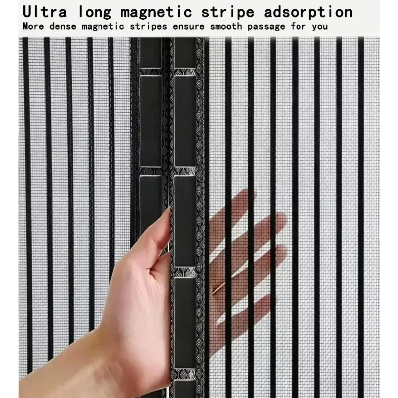 New Magnetic Door Screen, Center Opening Door, Reinforced Weight, Mosquito Proof, Door Curtain, Black, Durable, Diamond Mesh