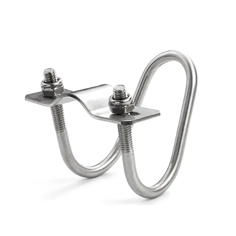 304 Stainless Steel Double U Shape Bolt Cross Pipe Clamp For Greenhouse And Animal Husbandry