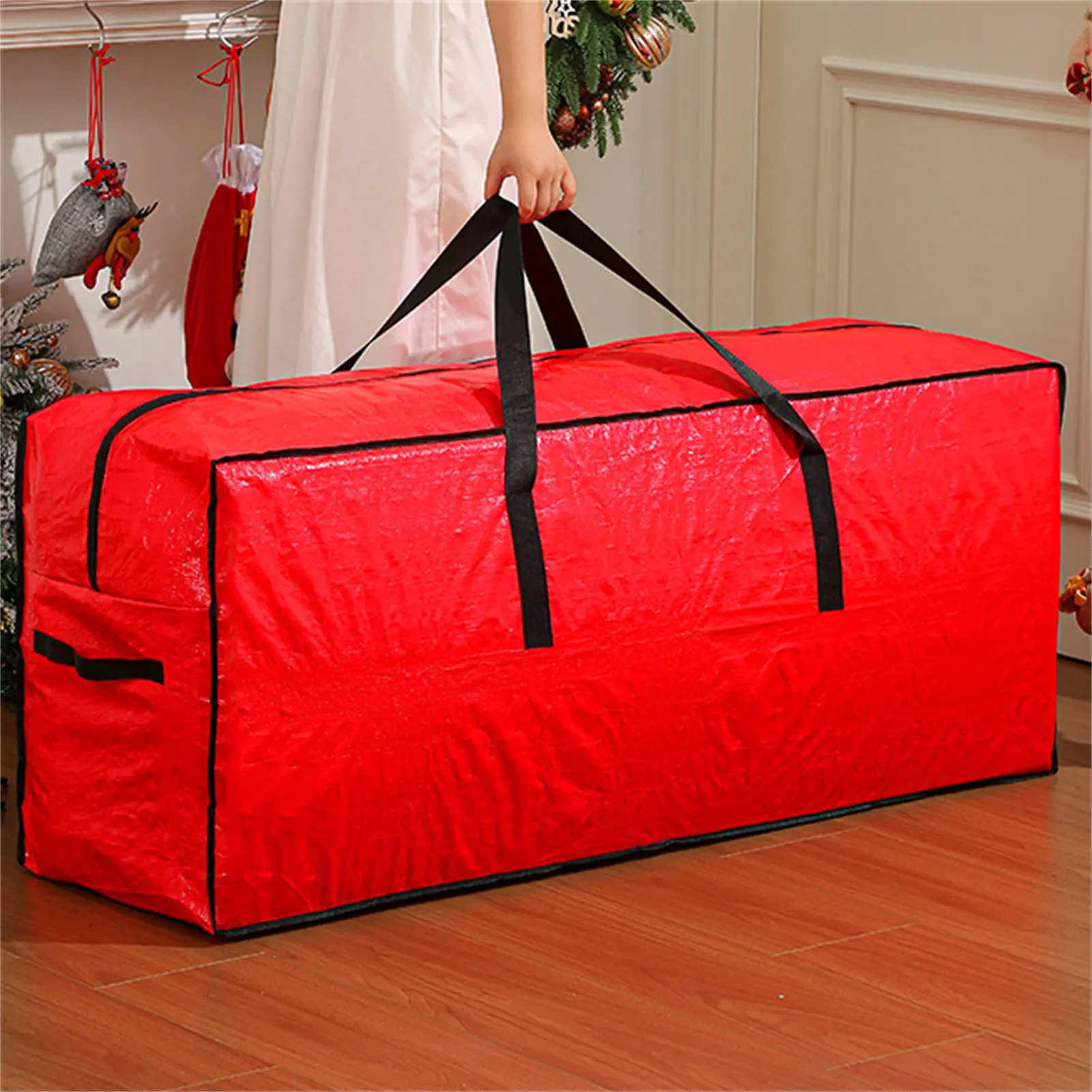 Holiday Storage Bag Waterproof Xmas Tree Organizer 7.5ft Large Protective Case for Home Attic Garage Basement Durable PE