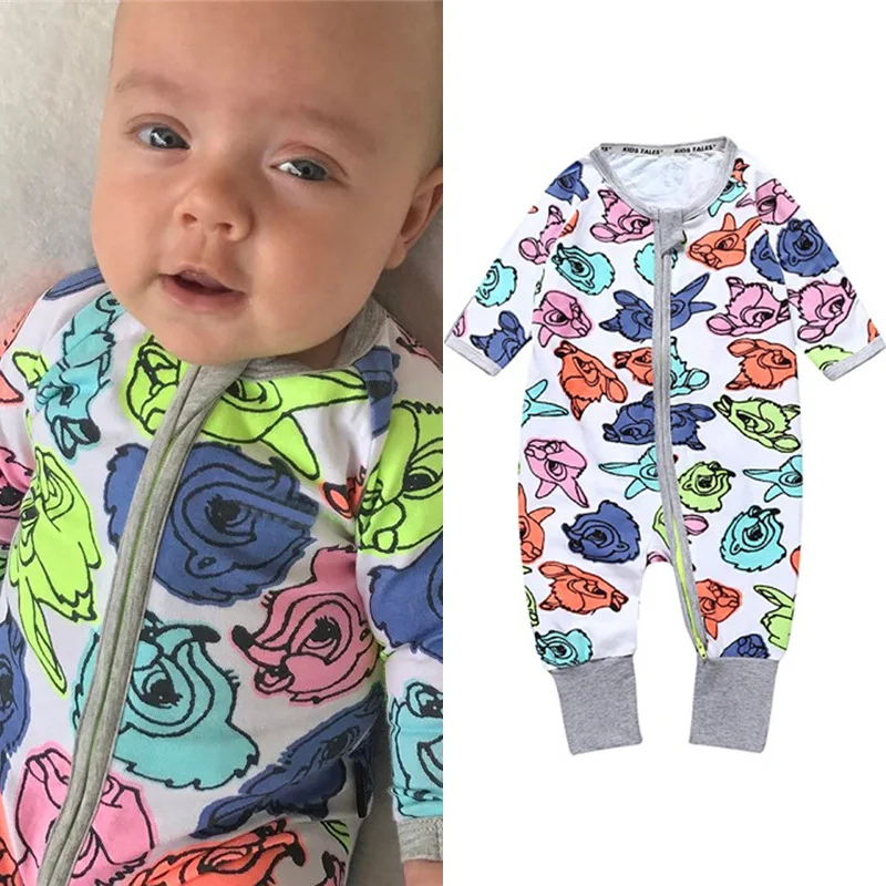 IYEAL Newborn Baby Boys Girls Spring Rompers Cotton Printed Long Sleeve Clothing Roupas Infantis Overalls Costumes