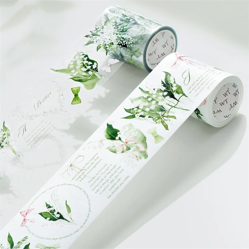 WT 6cmx5m Pre-cut Washi and PET Tapes Lily of the Valley Scrapbooking Masking Tape Journals Photoalbum Adhesive Sticker