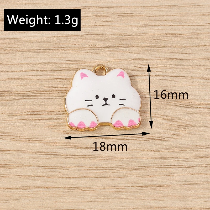 10 Stück Cartoon-Tier-Anhänger, Emaille-Katzen-Anhänger, Anhänger für Ohrhänger, Halsketten, Armbänder, DIY-Bastelarbeiten, Schmuckherstellung, Zubehör – Detail 2