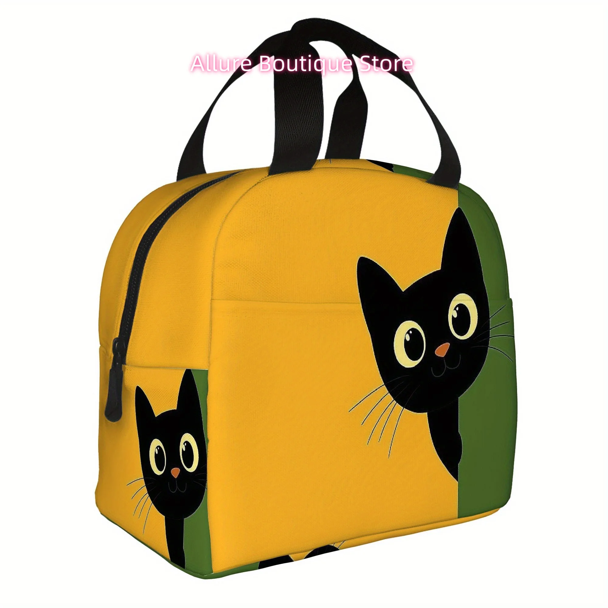 1pc Thermal Insulated Bag with Cute Black Cat Design - Non-Food Contact Thermal Insulation for Hot/Cold Storage, Portable Therma