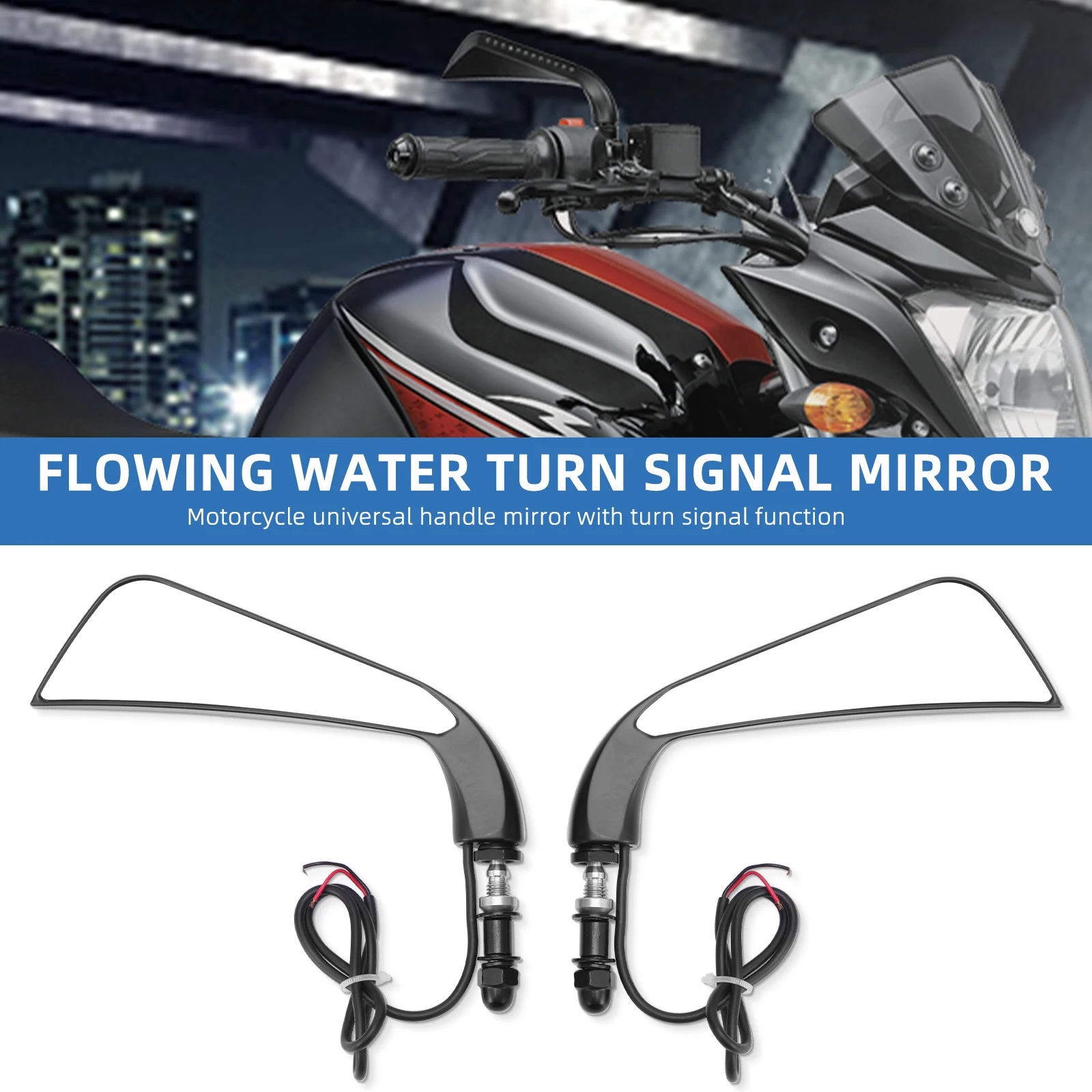 1 Pairs Motorcycle Axe Sequential LED Mirror Rear View Mirrors w/Turn Signal Light for Harley Sportster Road King Touring