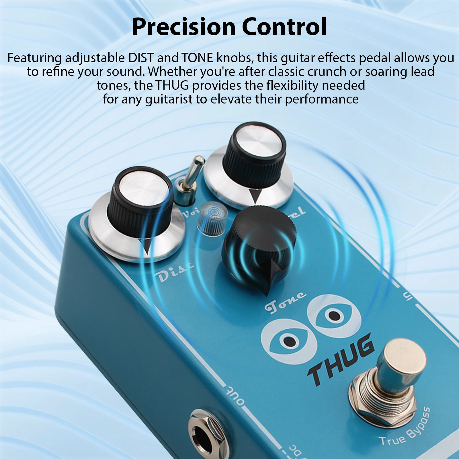 مكاسب عالية تشويه تأثيرات الغيتار دواسة 3 وضع لهجة التبديل قابل للتعديل كسب مُضخّم صوت محاكاة الصوت لمعدن البلوز