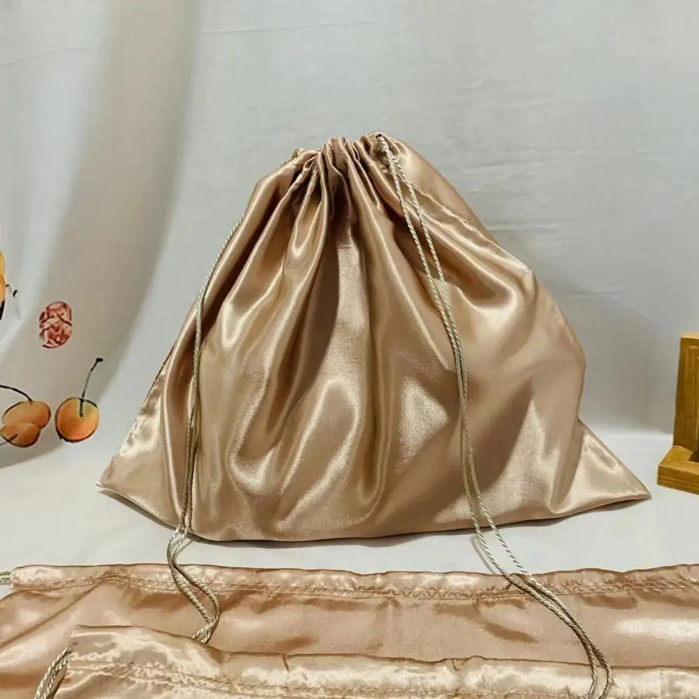 Silk Dust Cover Bag with Drawstring,Satin Handbag Storage Organizer, Wear Resistant Storage Pouch for Wardrobe Cloakroom Travel