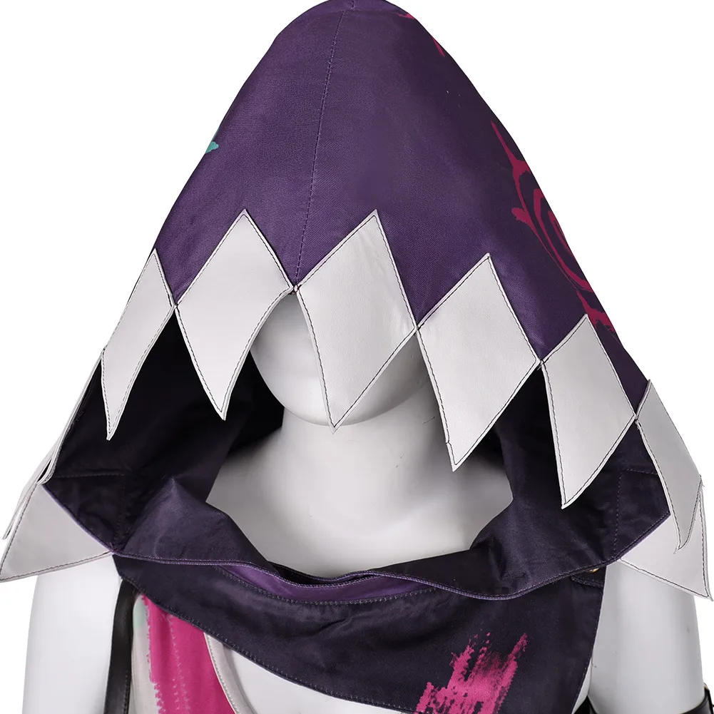 Arcane Season 2 Jinx Cosplay Game LOL Purple Costume Women Disguise Fancy Dress Up Cloak Vest Pants Headgear Wigs Halloween Suit