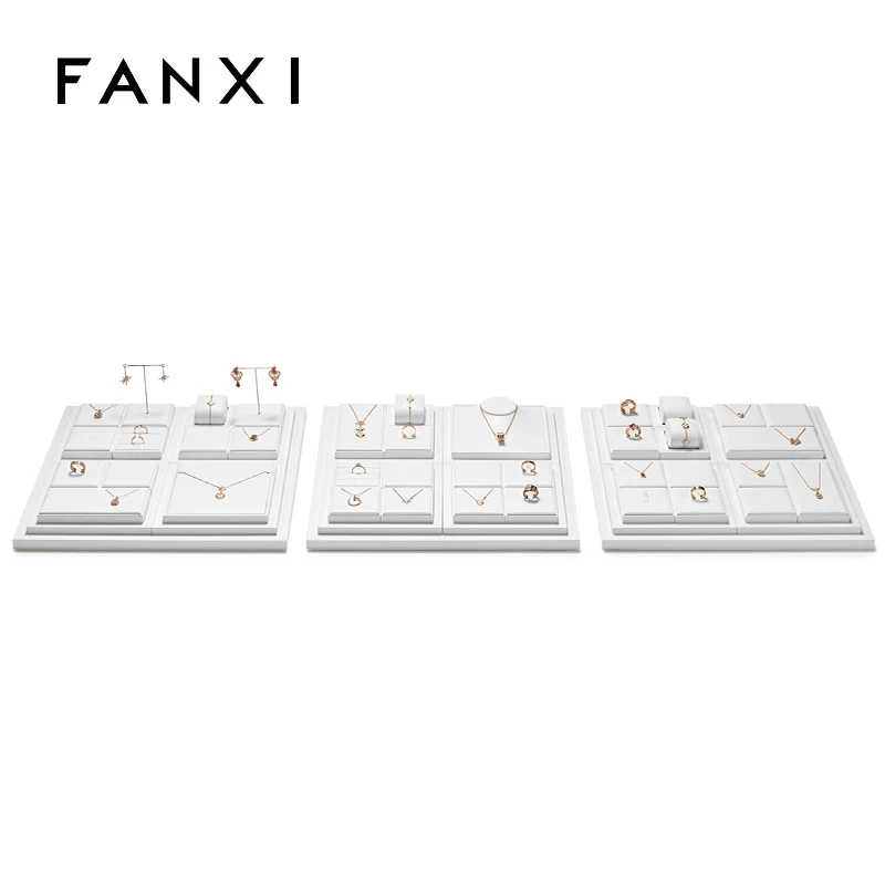 Oirlv Professional Jewelry Display Set Leather Shop Display Prop Necklace Bust Watch Holder Ring Earrings Bangle Decoration Rack