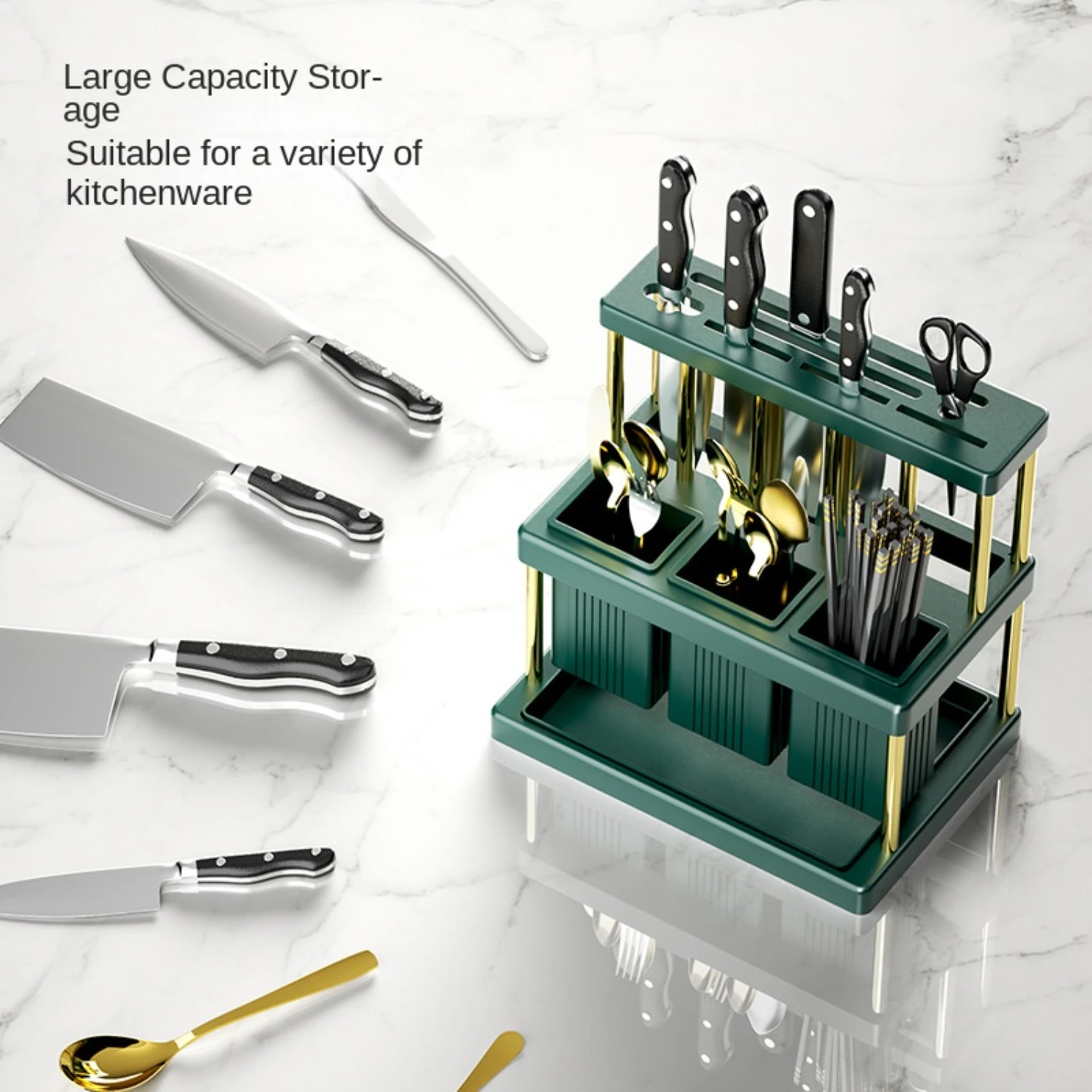 Kitchen Countertop  And Chopsticks Cage, Multifunctional Chopsticks, Knives, Spoons,  Racks, Light Luxury Plastic Kitchenware, D