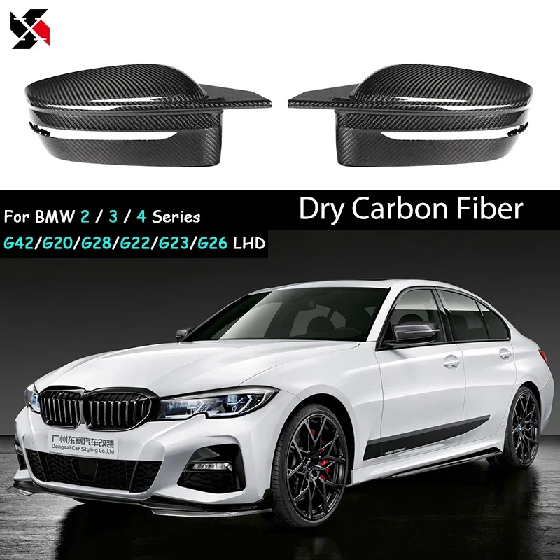 2 Pecies Real Dry Carbon Fiber Mirror Covers Cap For BMW G20 G28 G22 G23 G26 G42 LHD Car Rear View Side Door Case Replacement