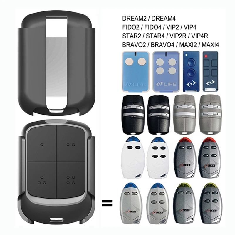 For LIFE FIDO2 FIDO4 MAXI 2 4 DREAM STAR2 STAR4 BRAVO2 VIP2 VIP4 VIP2R VIP4R Garage Door Remote Control 433.92MHz Rolling Code