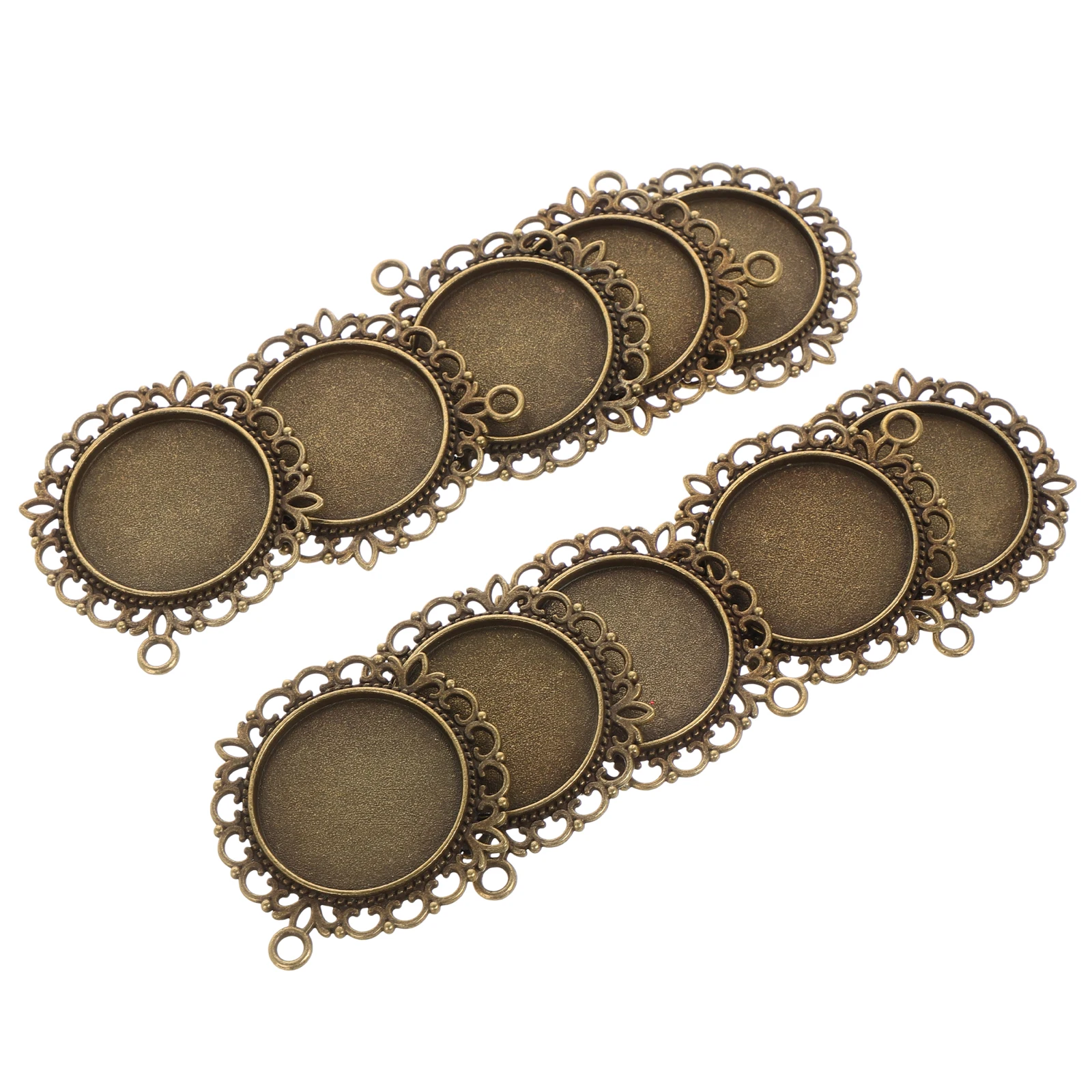 

10pcs Vintage Jewelry Accessories Round Pendant Bases Oval Metal Stamping Blank Bronze Plated Base Bottom Bracket Mixed