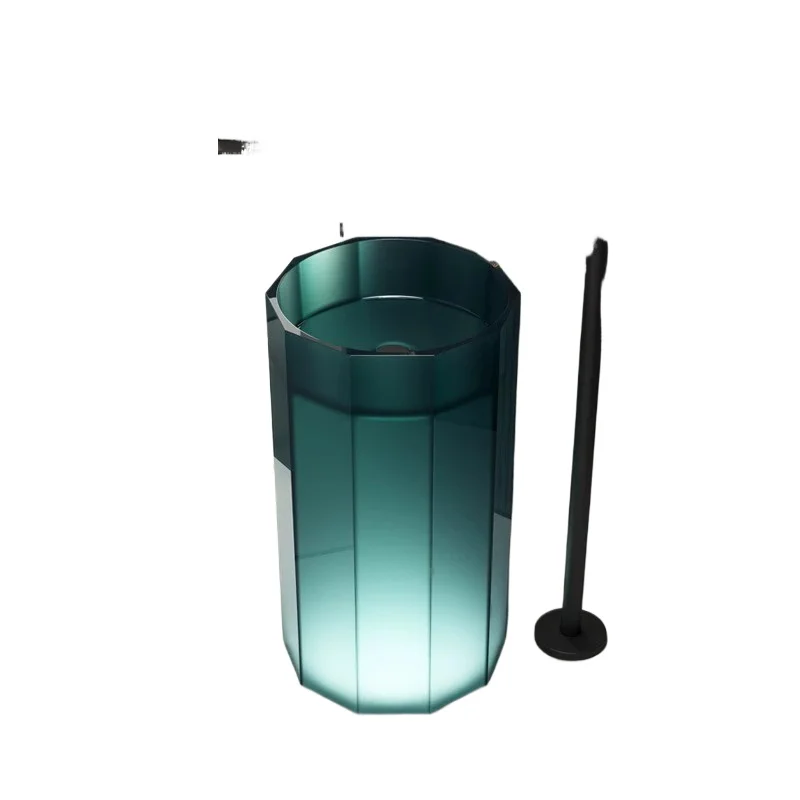 Integrated Floor-to-ceiling Bathroom Balcony Wash Basin Color Pure Acrylic Transparent Resin Crystal Art Column Basin
