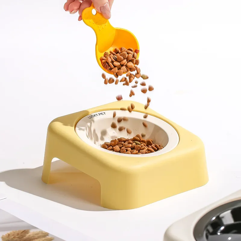 

Модная наклонная подставка для миски, кормушка для собак, высокоэстетичная керамическая миска для домашних животных для еды и питья, креативная мультяшная миска с НЛО, товары для домашних животных