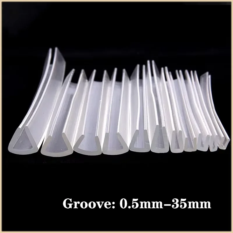 Groove 0.5mm-35mm Rubber Edging Sealing Strip Transparent U Type Protector Shield Glass Metal PVC Plastic Cut-resistant Hand