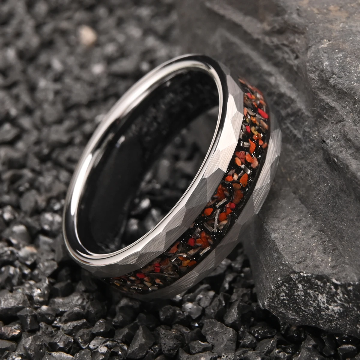 8mm Wolframkarbid-Verlobungsring für Herren, Punk-Ring, Herrenring, Paar-Ring, Dinosaurierknochen, Paar-Eheringe – Detail 7