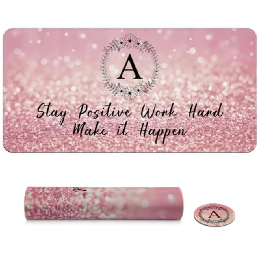 

Pink Large Gaming Mouse Pad with Coaster, Desk Mat, Mouse Pad for Computer Keyboard Laptop Office Decor, Stitched Edges Extende