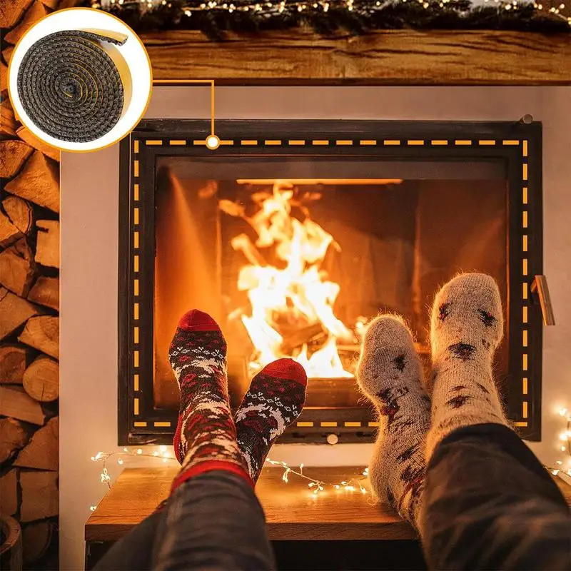 Cuerda de sellado para chimenea, cinta de sellado autoadhesiva de fibra de vidrio, resistente a la temperatura, cinta de junta de puerta para estufas