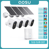 AOSU 5MP Wireless Solar Camera System 4 Cam Kit Outdoor WiFi Solar Security Camera Set Color Night Vision 2-Way Talk