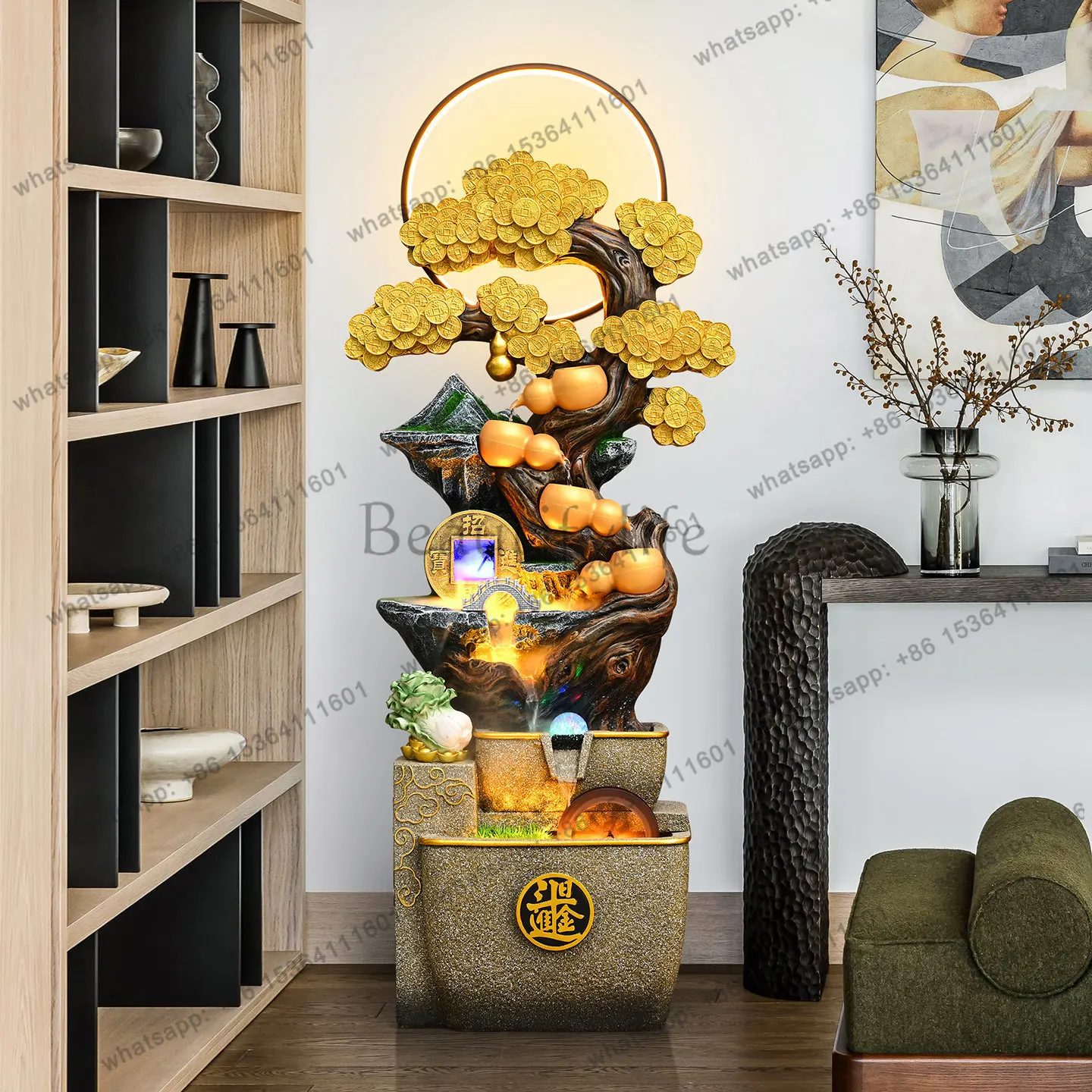 gourd flowing water makes money ornament circulating water living room entrance floor decoration office rockery