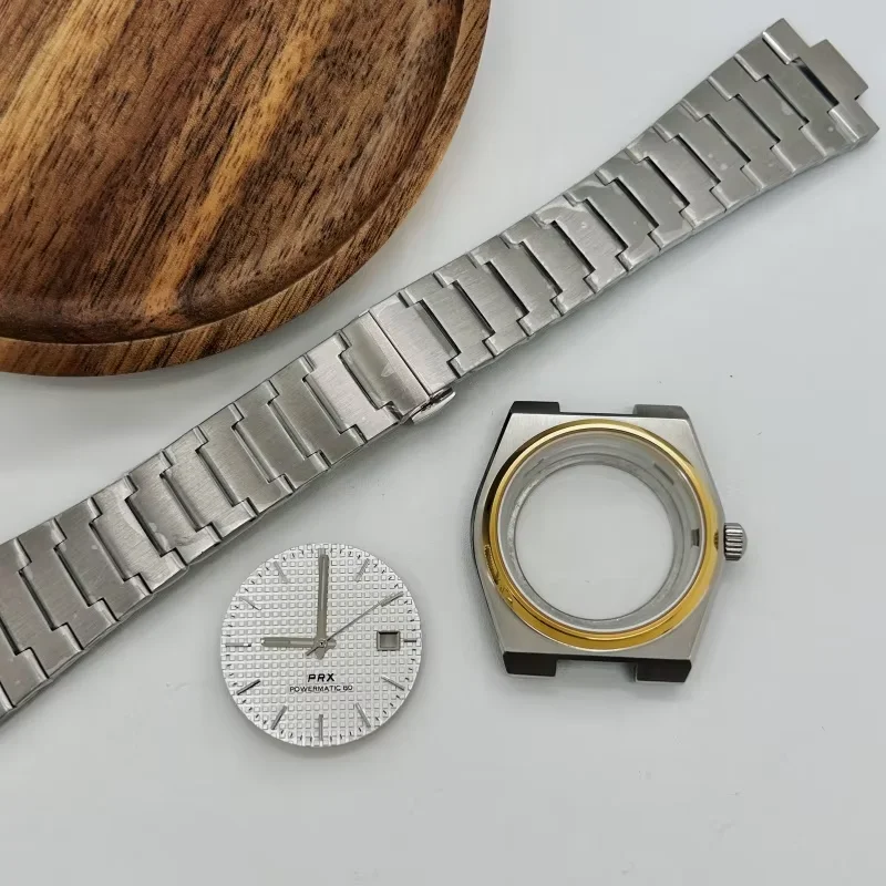 Zilveren 40 mm saffierglas kastriem groen lichtgevende 31,8 mm wijzerplaat wijzers past op PRX Super Player NH35 NH36 NH70 automatisch uurwerk