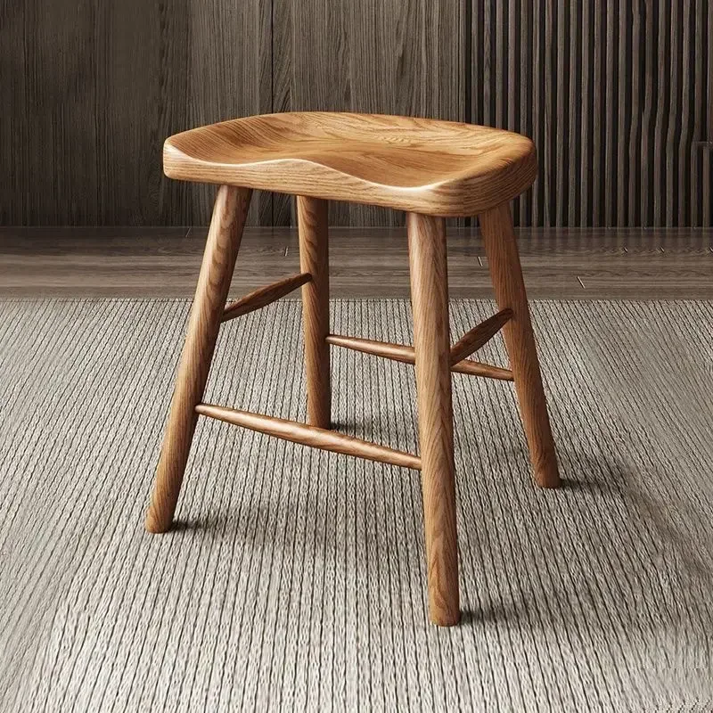 

Nordic Aesthetic Auxiliary Chair Wood Stool Space Saving High American Kitchen Stool Fashionable Sillas De Madera Home Furniture