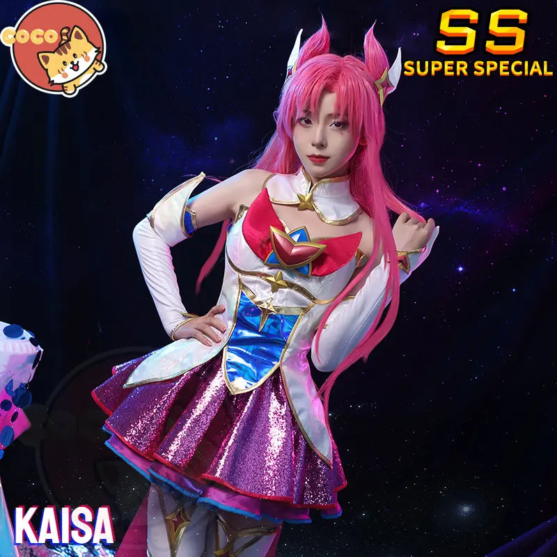 CoCos-SS Game LOL Star Guardian Kaisa Cosplay Costume Game LOL Kaisa New Skin Star Guardians Kaisa Magical Girl Costume and Wig