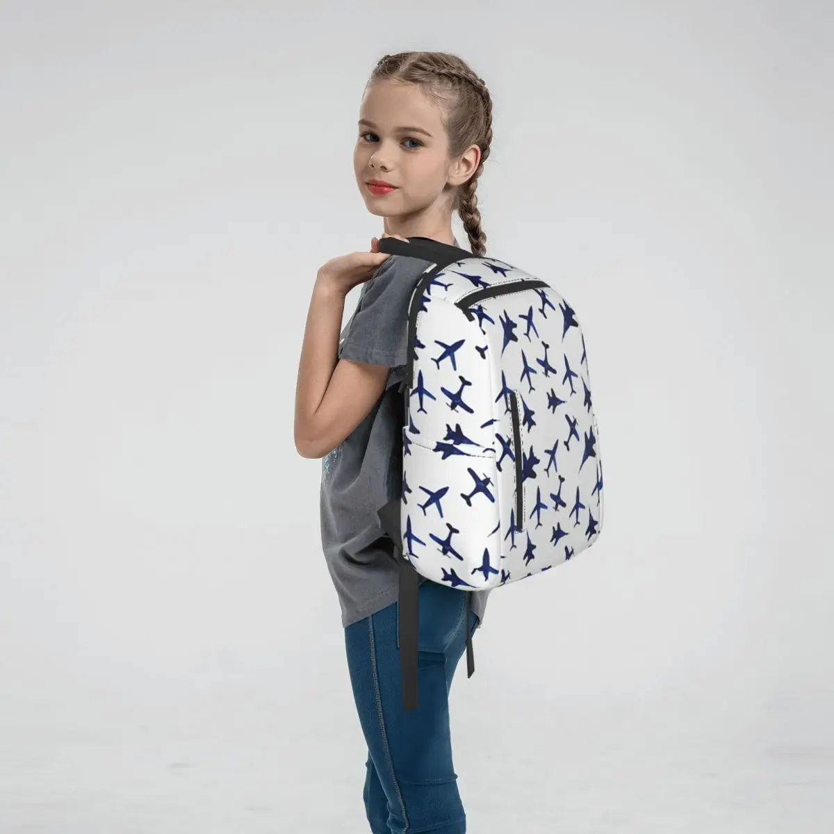 Random Airplanes Pattern Aviation Fighter Pilot Backpack Large Capacity Boys Girls BookBag School Bag Shoulder Bags Men Women
