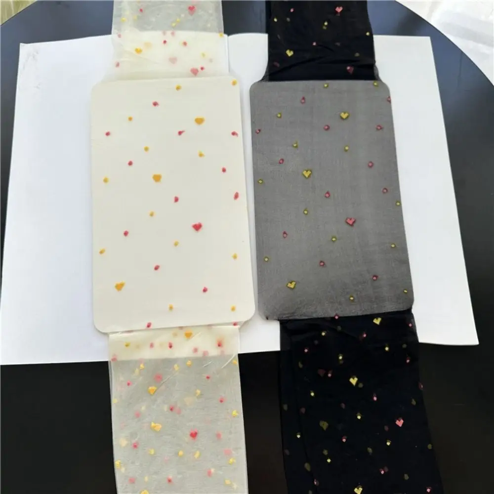 

2Pcs Casual Transparent Heart Long Tights Ultra-thin Lolita JK Style Colorful Dot Stockings Harajuku Nylon Leggings Women Summer