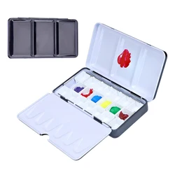 Paleta de acuarela vacía con 20 piezas, Media bandeja plegable, caja de lata de Metal para aceite acrílico de acuarela, SUMINISTROS DE ARTE DE VIAJE DIY