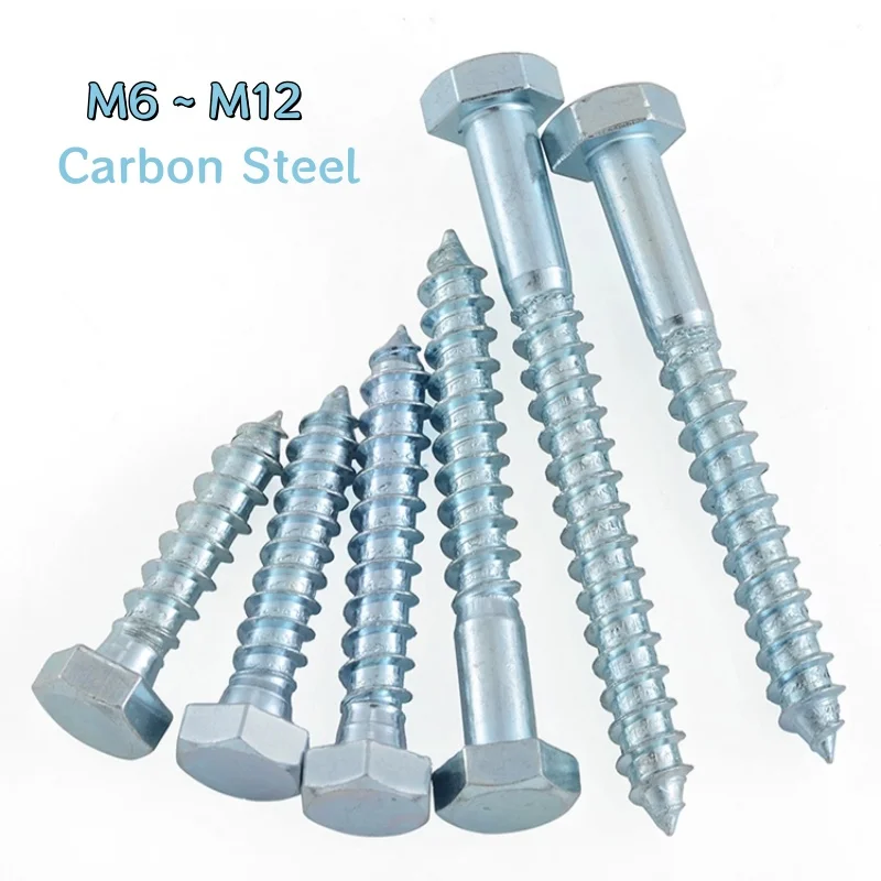 M6 M8 M10 M12 Carbon Steel Galvanized Blue  Zinc Hex Hexagon Screw Self-Tapping Screws Wood Bolts