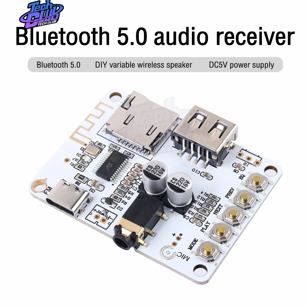 V5.0 V4.2 scheda ricevitore Audio compatibile con Bluetooth Slot per scheda Tf USB riproduzione uscita preamplificatore modulo musicale Stereo Wireless 5v