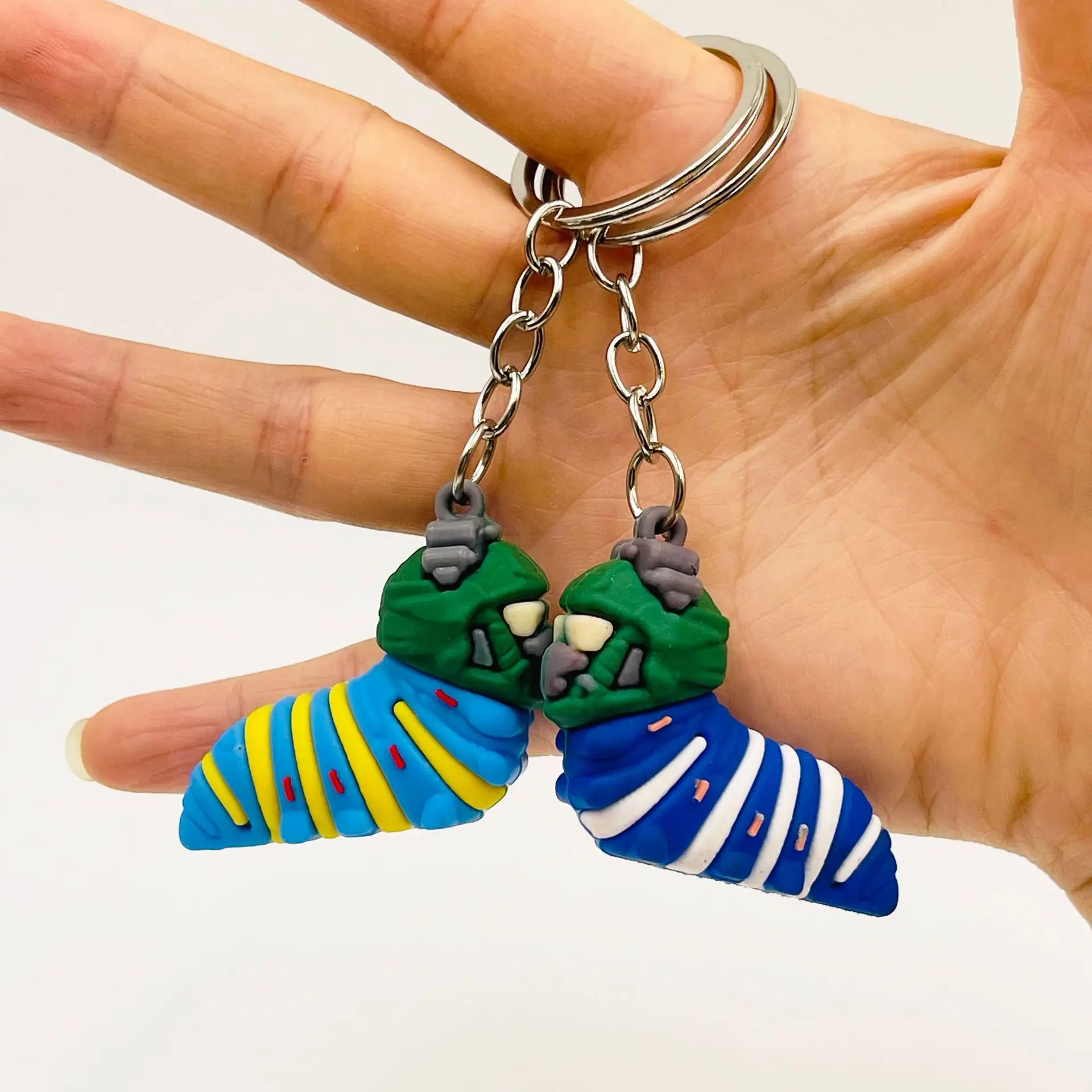 caterpillar keychain Bag Ornaments Keyring Car Trinket Key Holder Easter Halloween Christmas Party Gift