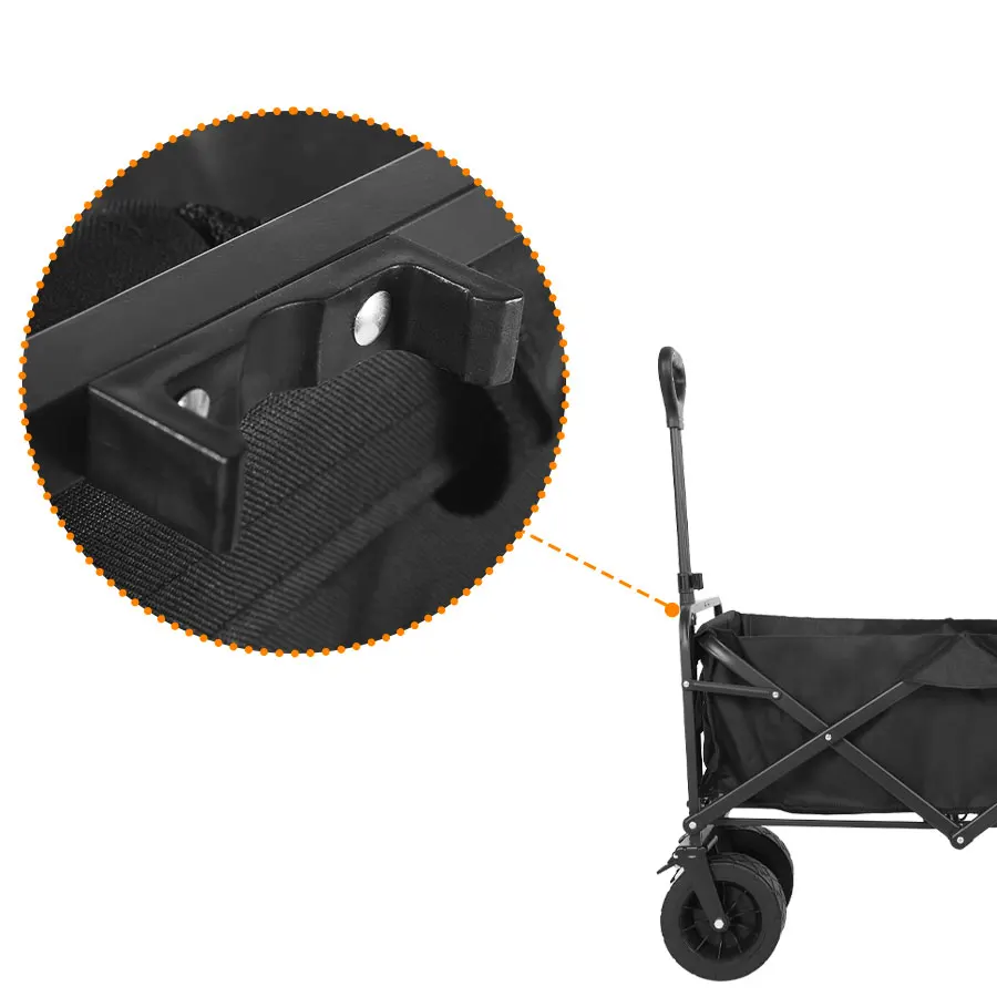 Schwerlast-Bollerwagen mit großer Tragfähigkeit, faltbarer Bollerwagen für Garten, Strand, Campingausrüstung mit Getränkehaltern. – Detail 14