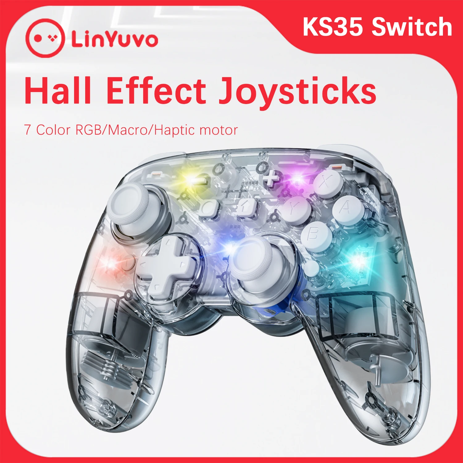 

LinYuvo KS35 Nintendo Switch 1/2 Pro Controller For PC With Hall Effect Wireless Bluetooth Gaming GamePad OLED/Lite/Turbo/RGB