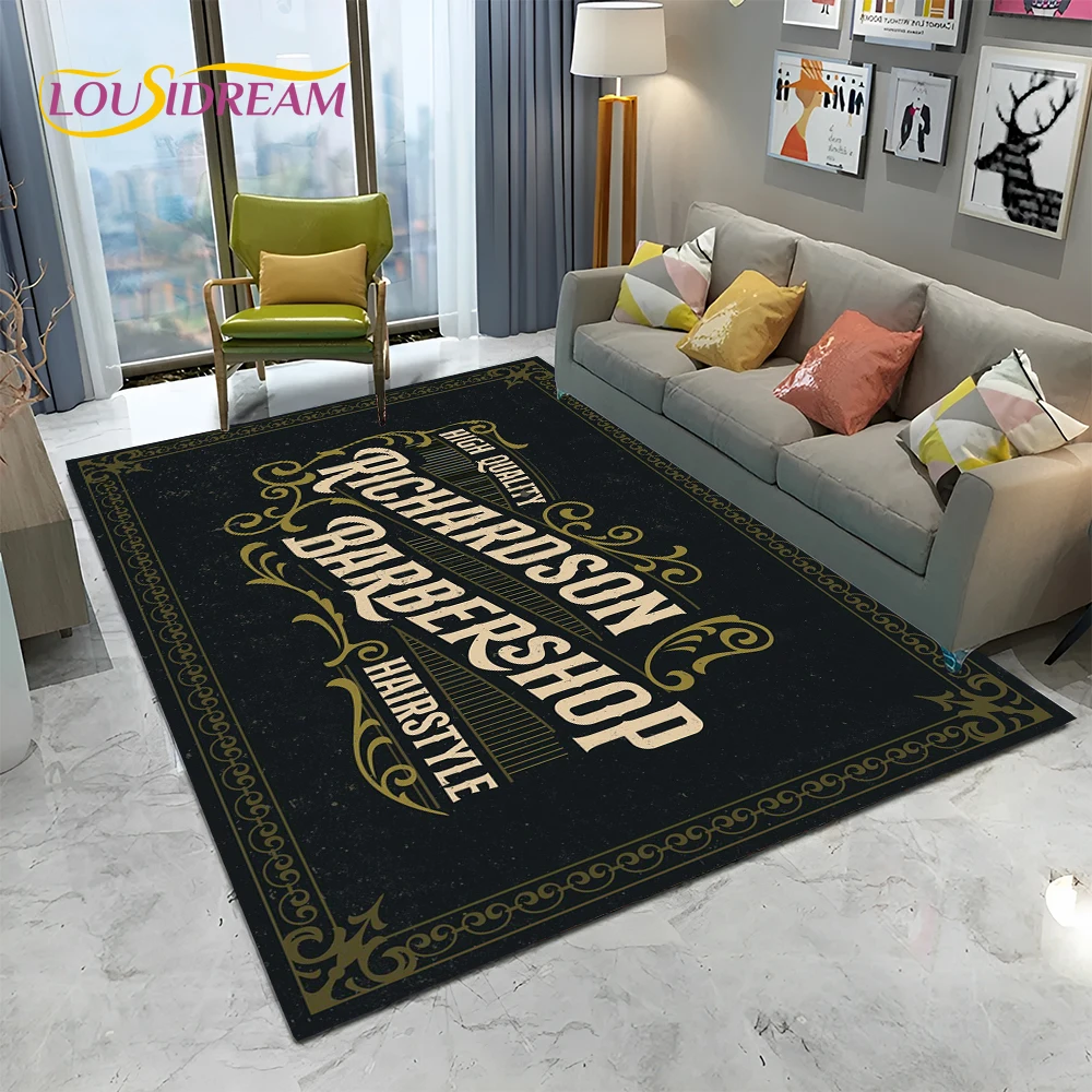 Letrero de barbería 3D de Calavera, alfombra Vintage HD para el hogar, sala de estar, dormitorio, sofá, felpudo, decoración, alfombra de área para