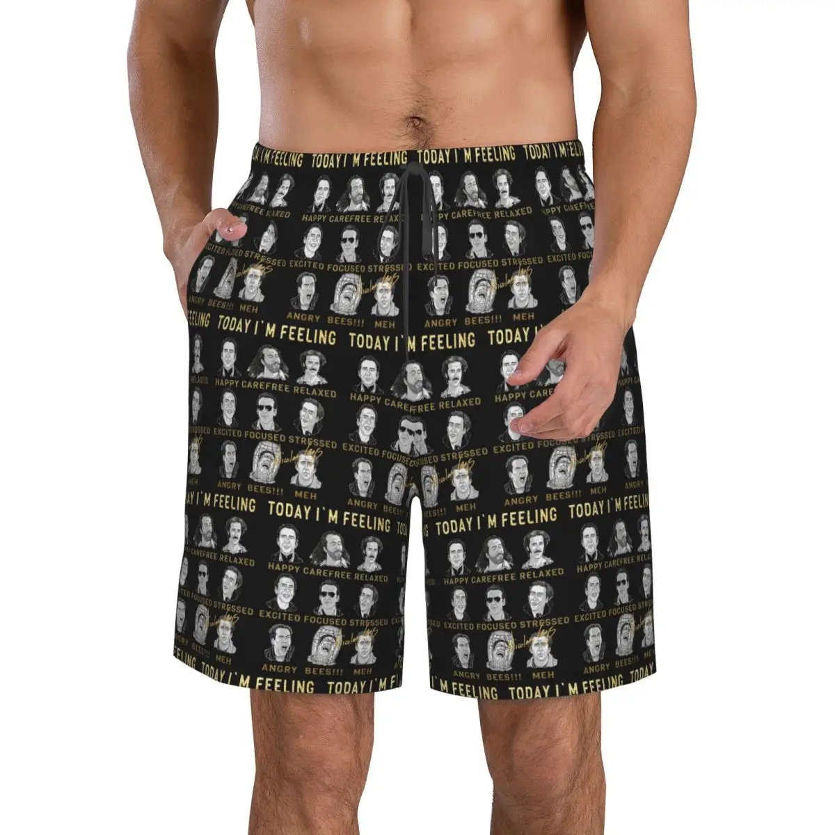 

Merry Christmas St Nicolas Cage Trunks Beach Board Shorts Casual Quick Dry Swim Summer Men Pants