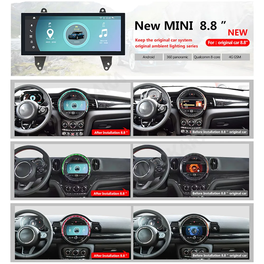 

Автомобильный Carplay для BMW Mini F55 56 F57 F60 2019-2022 Qualcomm Android 13, радио, авто мультимедийный видеоплеер, навигация, GPS, стерео