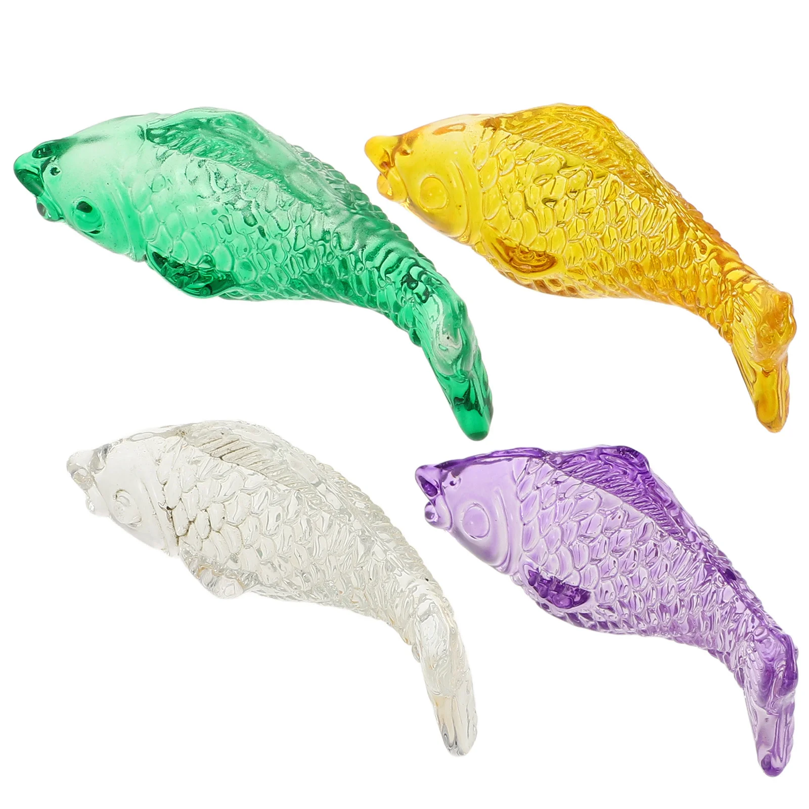 4 قطعة من الزجاج الدقيق على شكل سمكة كوي ديكور منزلي مظهر واقعي سطح أملس مثالي لأحواض السمك والطاولات #6