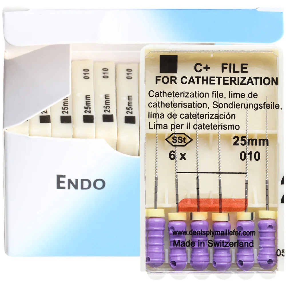 Fichiers dentaires C + pour cathéterisation, canal radiculaire endo C, utilisation manuelle, laboratoire dentaire endodontique, boîte de 10 paquets, 21mm, 25mm, 31mm