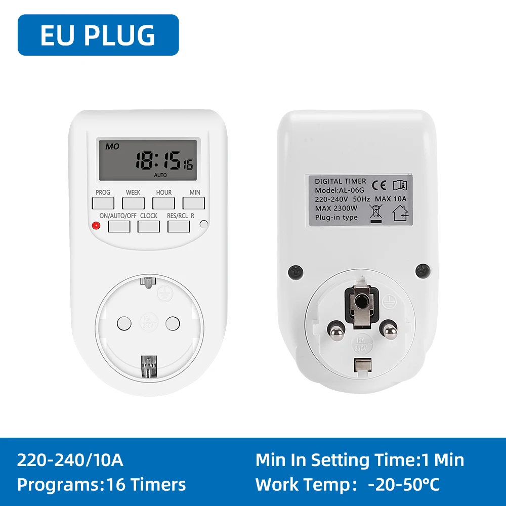 Minuterie numérique programmable électronique, minuterie hebdomadaire, prise de courant, appareil de