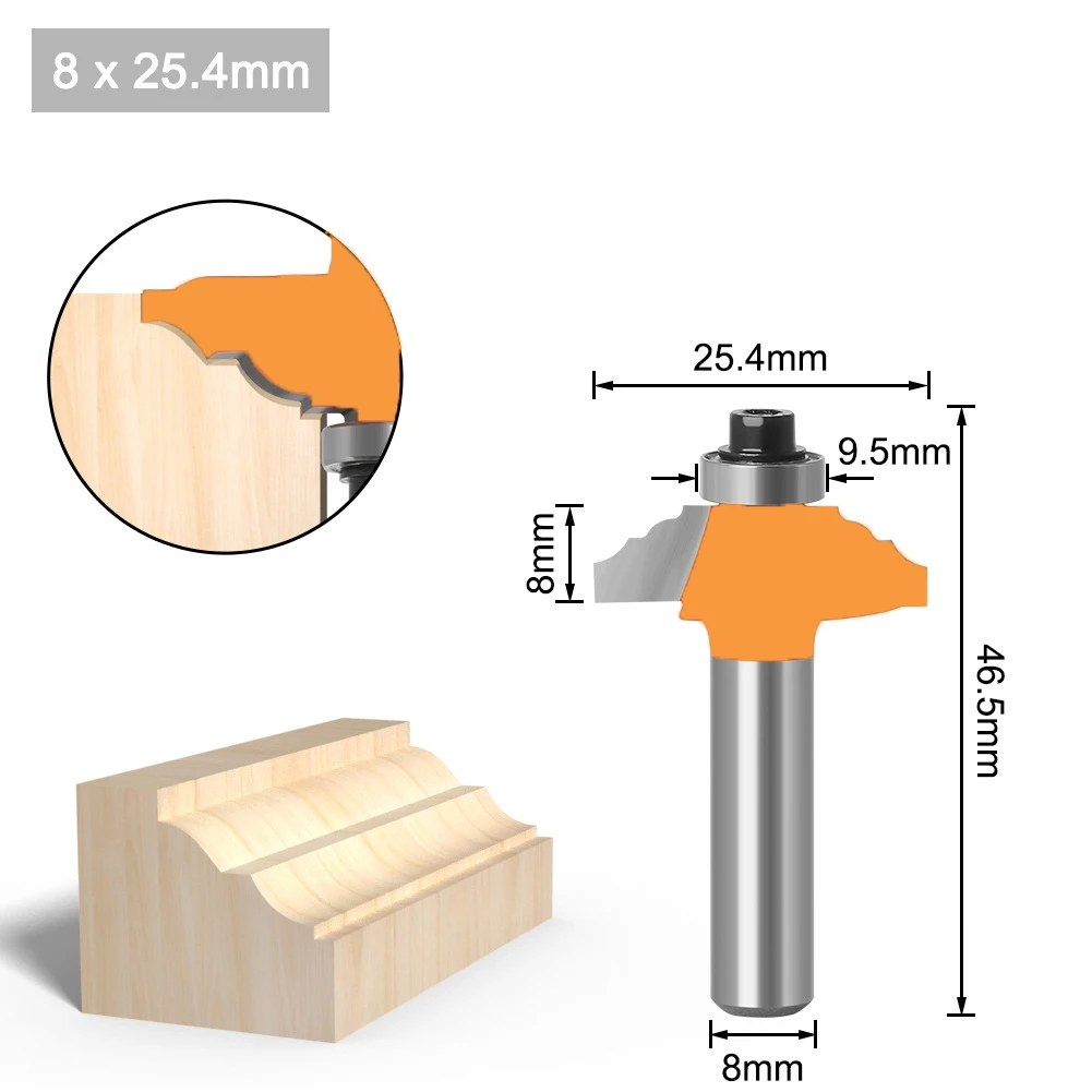 1PC 8MM Shank Milling Cutter Wood Carving Wood Router Bit Straight End Mill Trimmer Cleaning Flush Trim Corner Round Cove Box