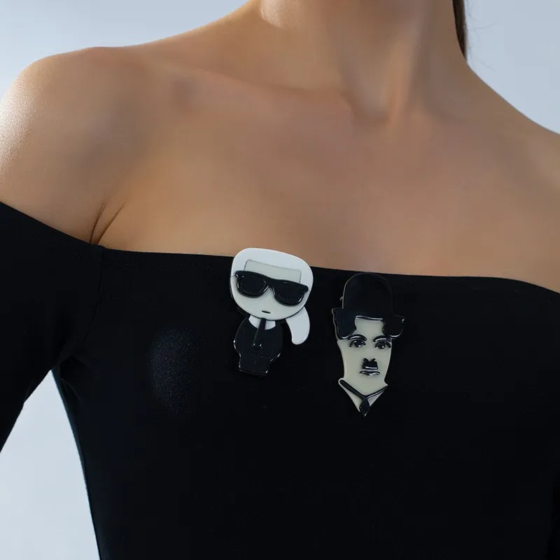 DIY accessories Funny uncle cartoon acrylic brooch, high-end sense pin, colorful hair color sunglasses modeling ins style jewelr
