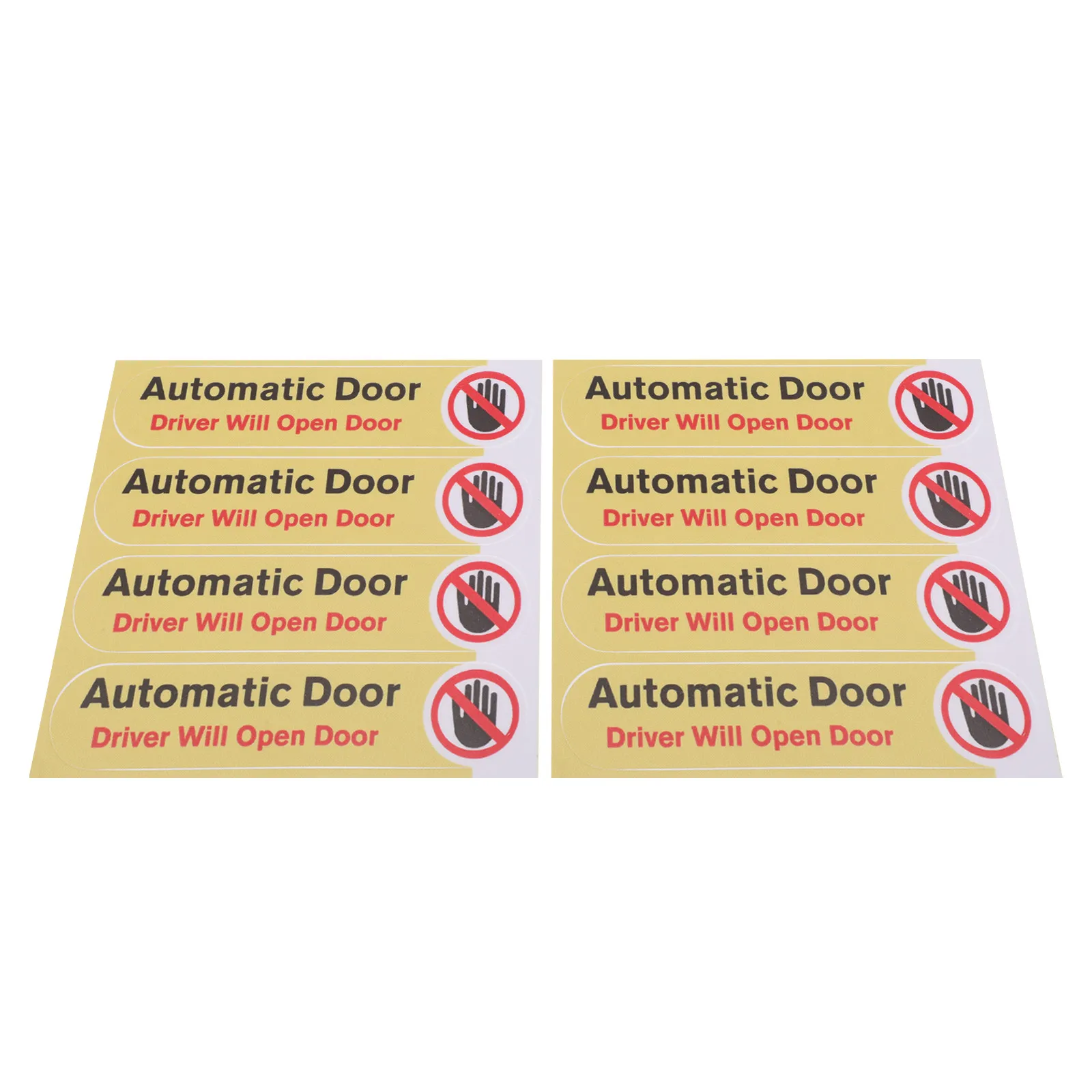 8Pcs Waterproof Vehicle Door Stickers Automatic Door Reminder Label Driver Operated Safety Decals Uv Resistant Taxi Van Shuttle